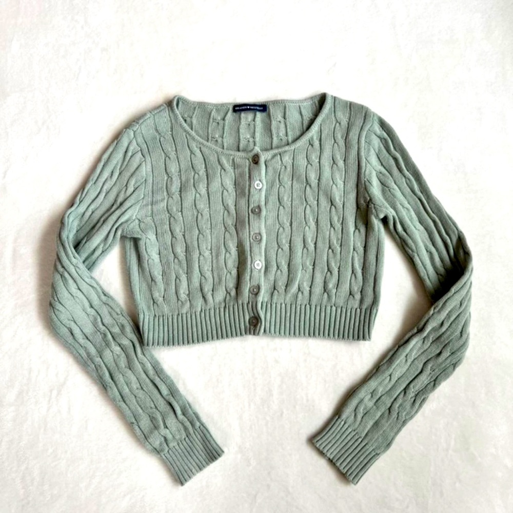 Brandy Melville Mint Cable Knit Cardigan